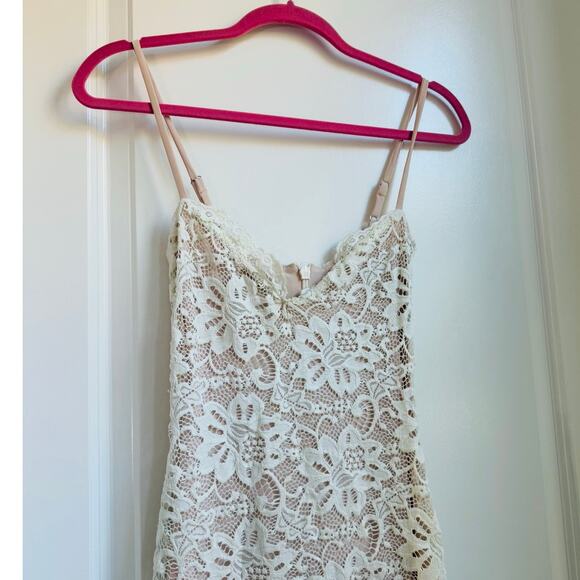 Nookie Ivory Paris Lace Midi Dress Small Bridal Cocktail Lacey Floral Mesh Sheer - Picture 7 of 11